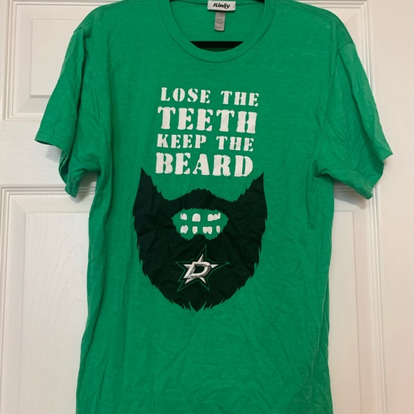 Dallas Stars Green Graphic T-Shirt with Beard Design - Picture 1 of 2